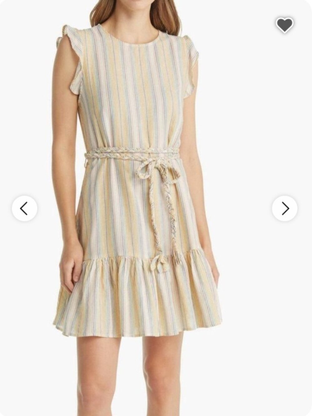 Marine Layer  Laney Mini Dress Beachy Rainbow Stripe w/ Braided Belt - Size XS